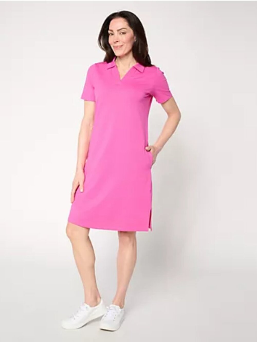 Active Petite French Terry Short Sleeve Collared Dress - Size: SP - NIP